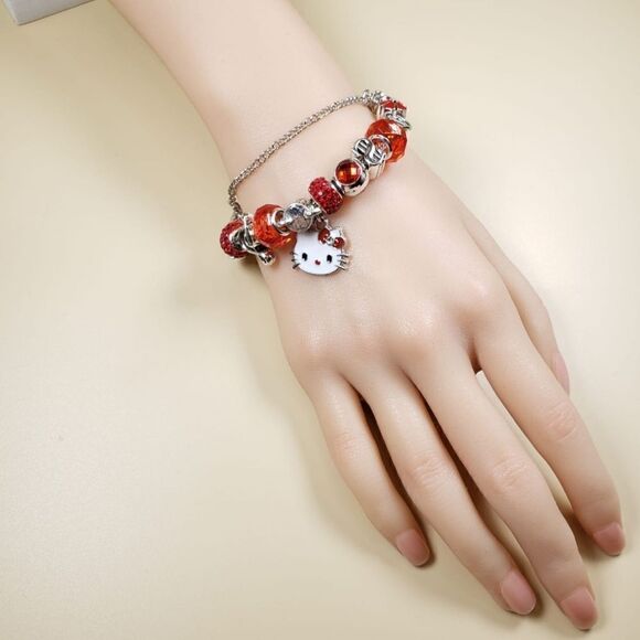 Brand New Hello Kitty Red Stone Silver Bracelet - Picture 3 of 7